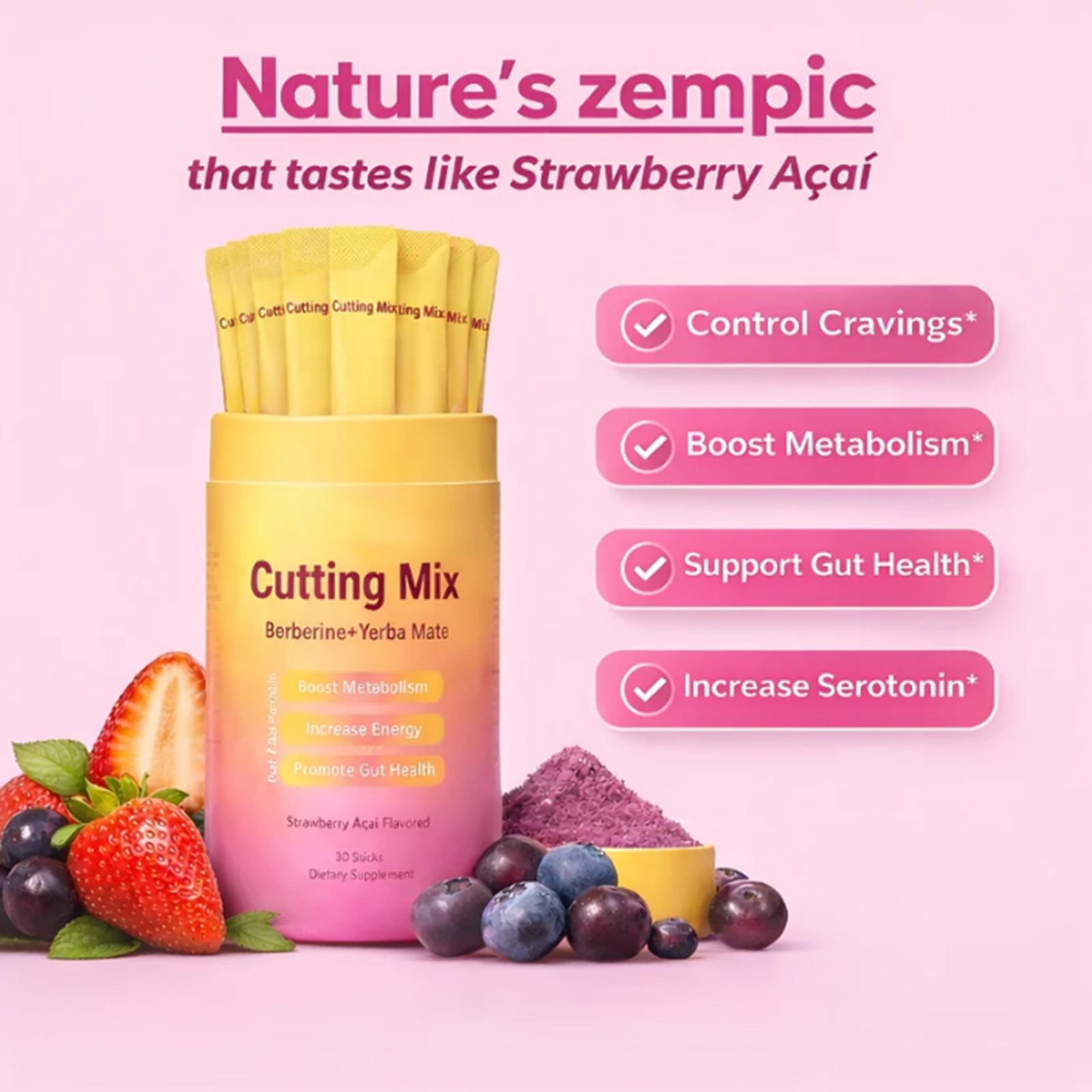 Cutting Drink Mix – Berberine, Chromium, FOS, Yerba Mate