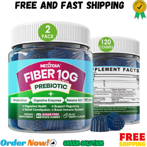 Fiber Gummies for Adults Sugar Free 10g Prebiotic Fiber Supplement with Diges…