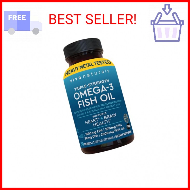 Viva Naturals Omega-3 Fish Oil, Triple Strength, 2500 mg, 30 Softgels – Re-Ester