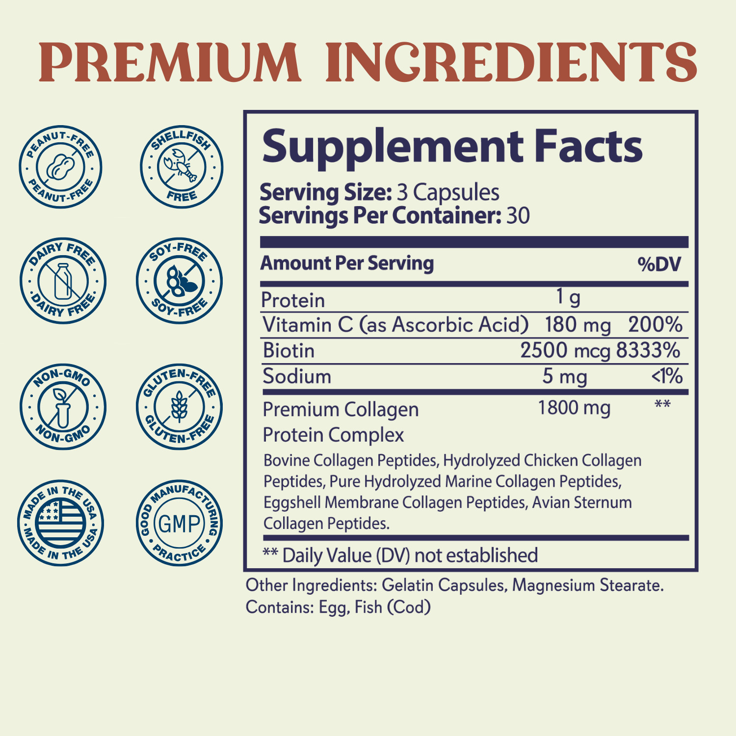 Beyond Collagen Multi Collagen Capsules Types I, II, III, V & X, 1800mg, 90ct