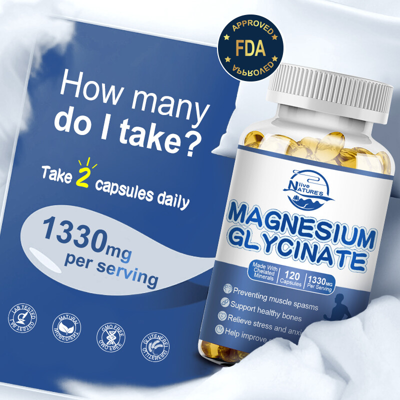 Magnesium Glycinate 1330mg 120 Capsules for Calm, Stress, Sleep, Leg Cramp,Heart
