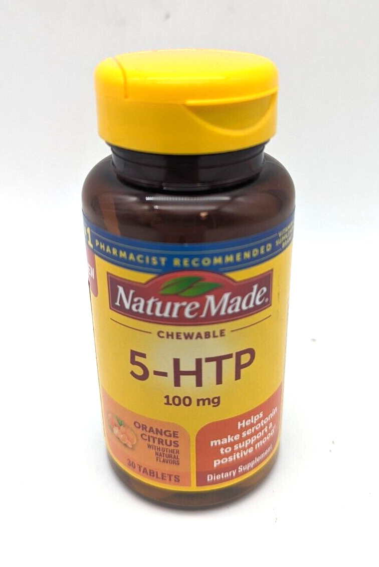 Nature Made 5-Htp Chewable – Orange Citrus 100 mg 30 Chewables Exp 01/2025