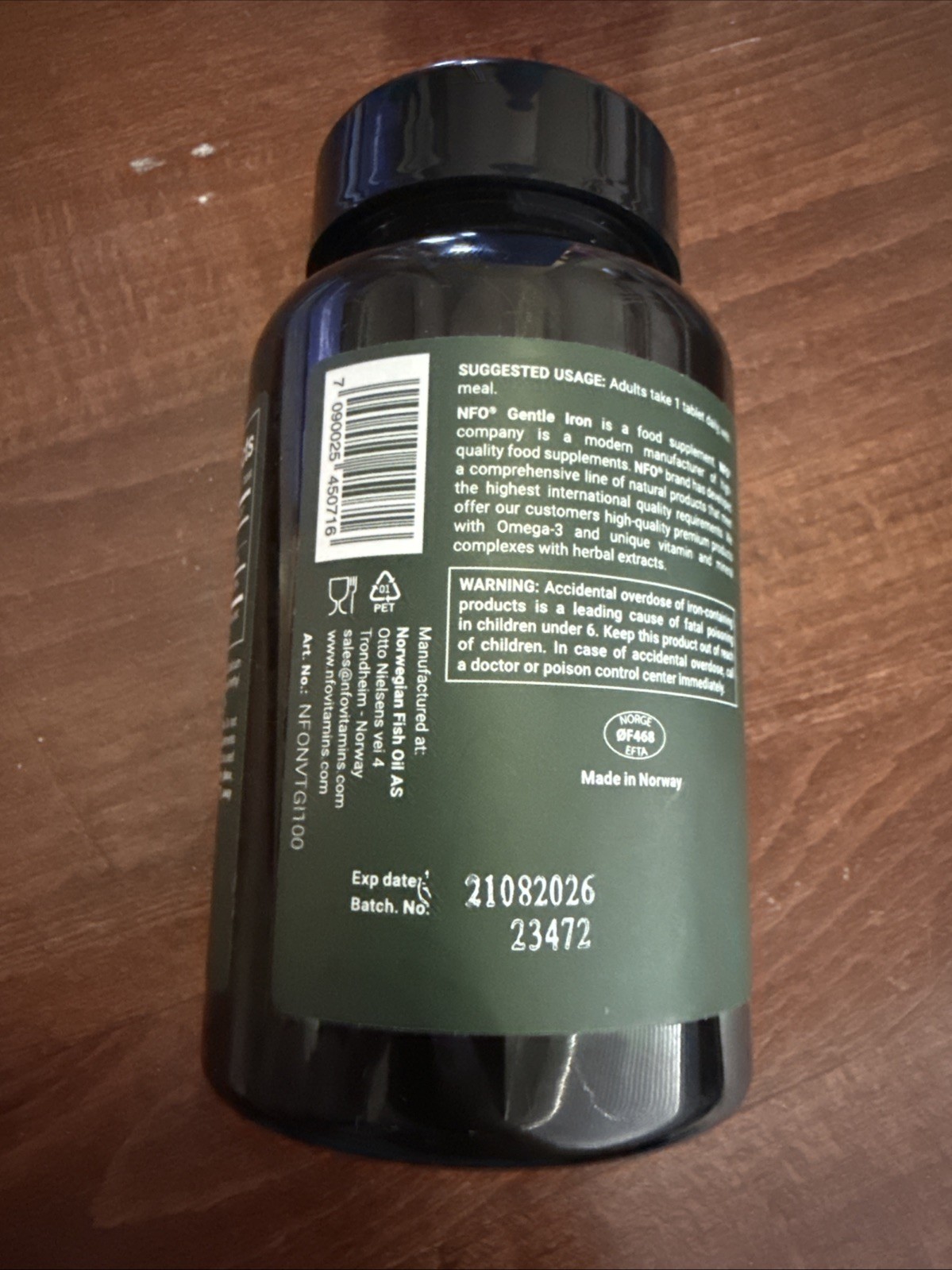 EXP 08/2026 NFO Gentle Iron 25 mg 100 Tablets Made In Norway New Sealed