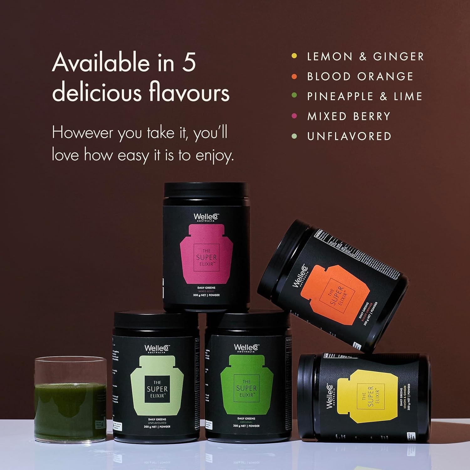 WELLECO AUSTRALIA THE SUPER ELIXIR DAILY GREENS PINEAPPLE & LIME FLAVOR