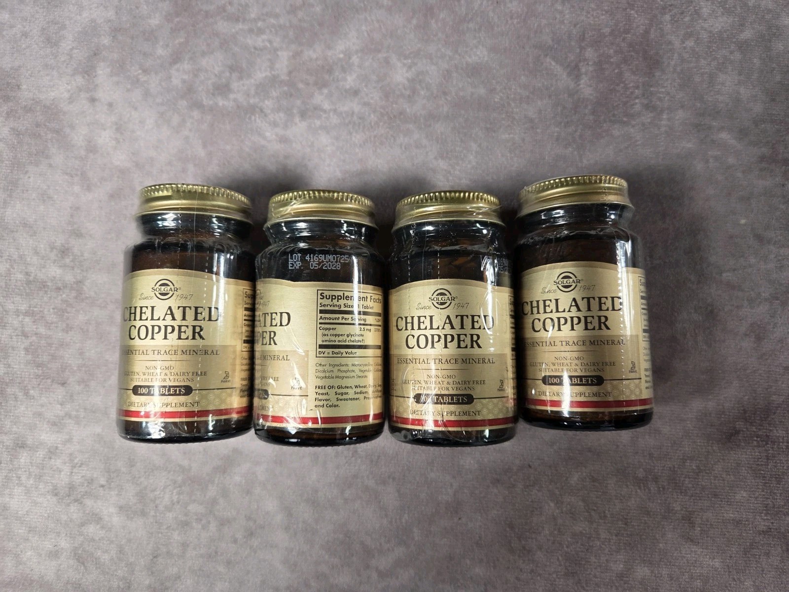 (4) Solgar Chelated Copper 400 Tablets Essential Trace Mineral Exp May 2028