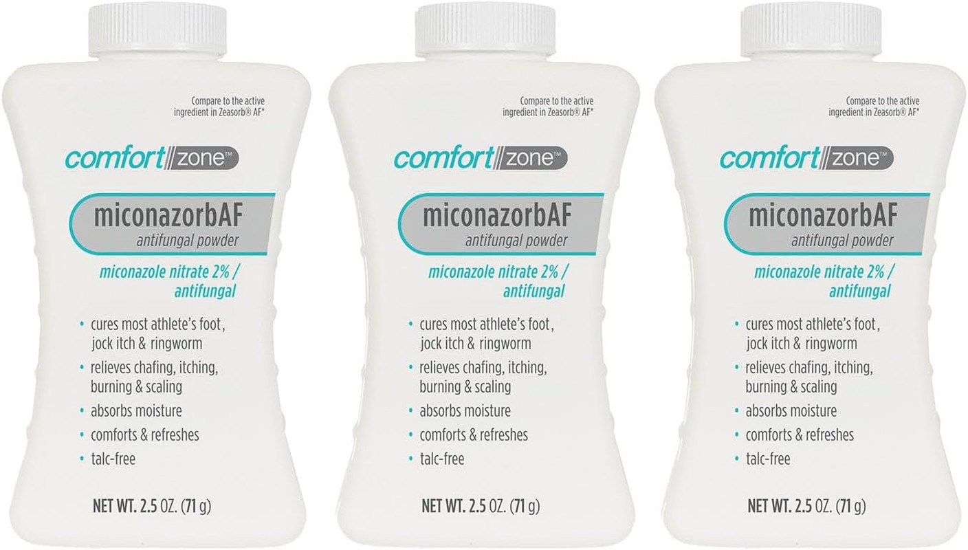 Miconazorb Antifungal Powder, Miconazole 2%, 2.5 oz, 3-Pack | Talc-free antifung