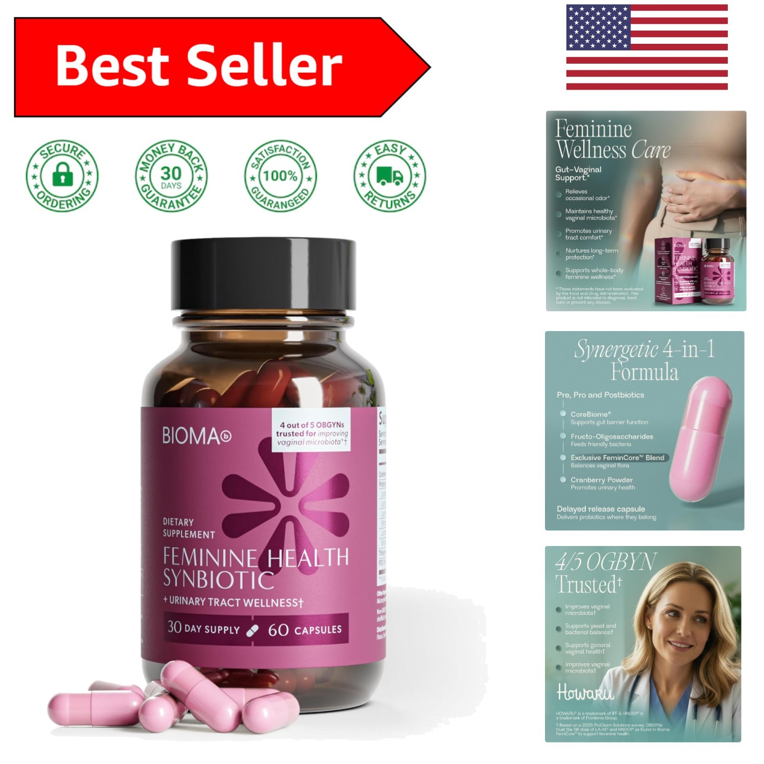 Feminine Health Probiotic Capsules – 60 Count for Urinary Care & Support