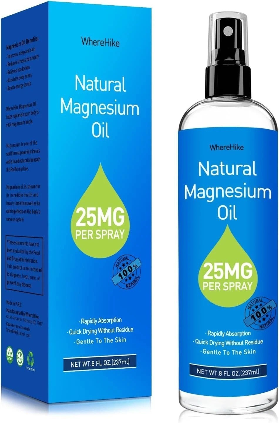 Magnesium Oil Spray – For Feet, Sleep & Muscle Relief, Vanilla/Lavender/Natural.