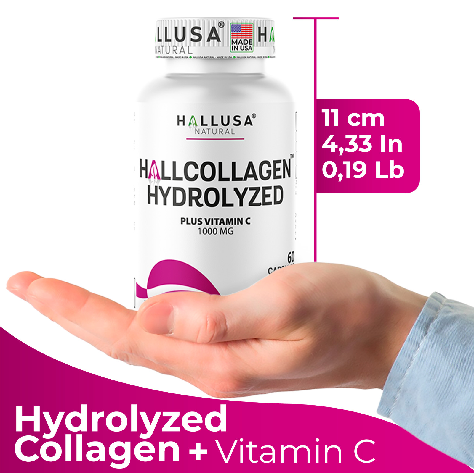 HYDROLYZED COLLAGEN Complex – Skin, Hair & Joint Care – Anti-Aging – 60 Caps