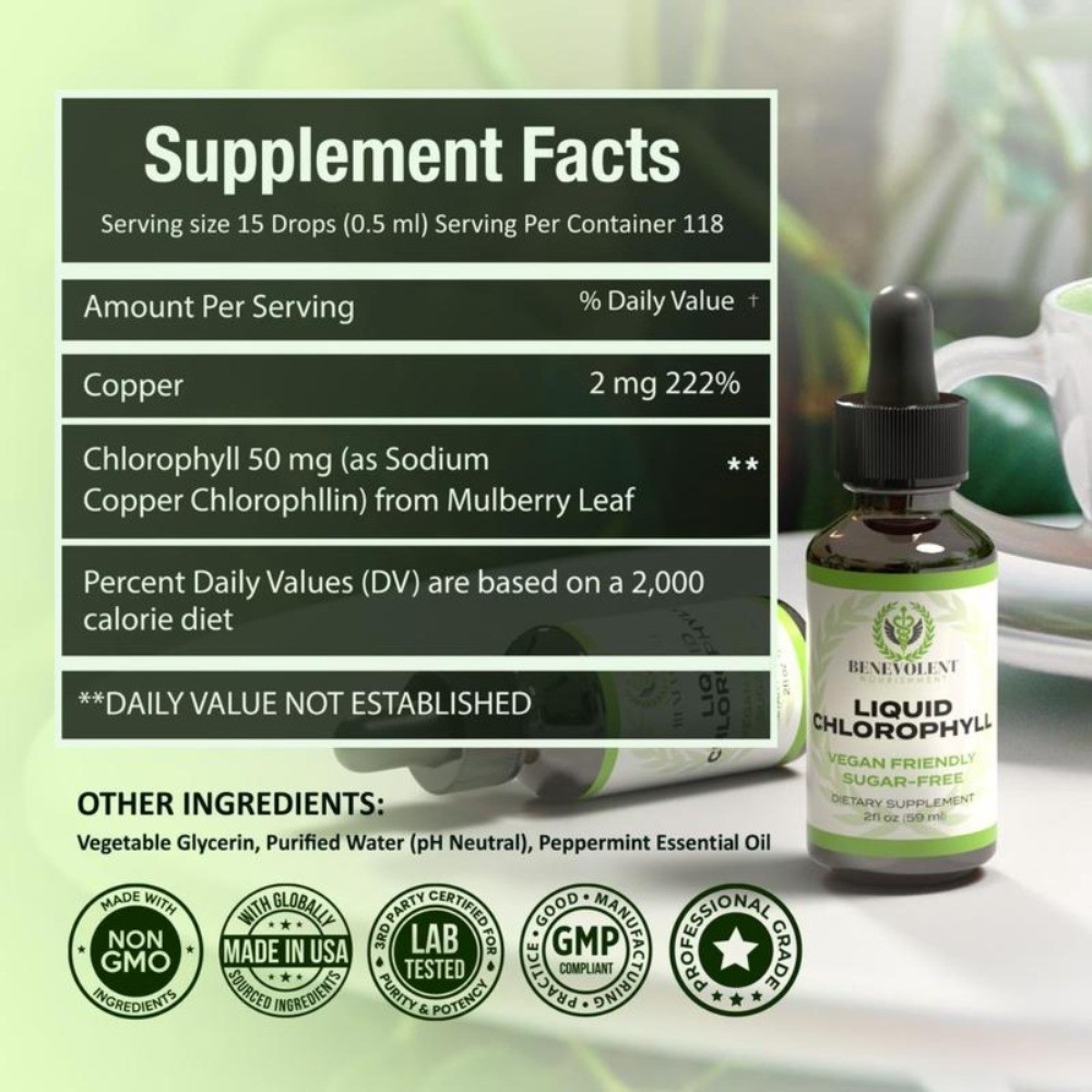 Liquid Chlorophyll Drops – Internal Deodorant, Detox Support, Gut & Liver Health