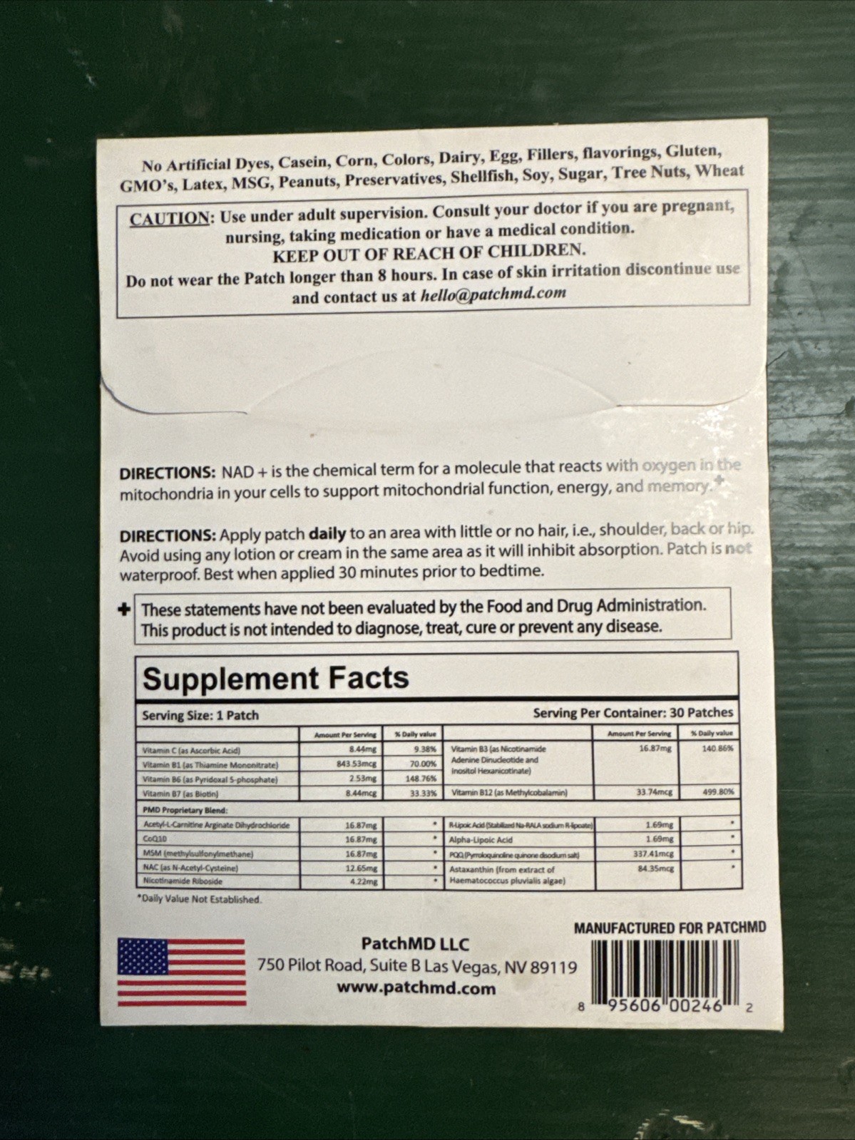 Patch mad NAD+ Topical Patch 30 Day Supply