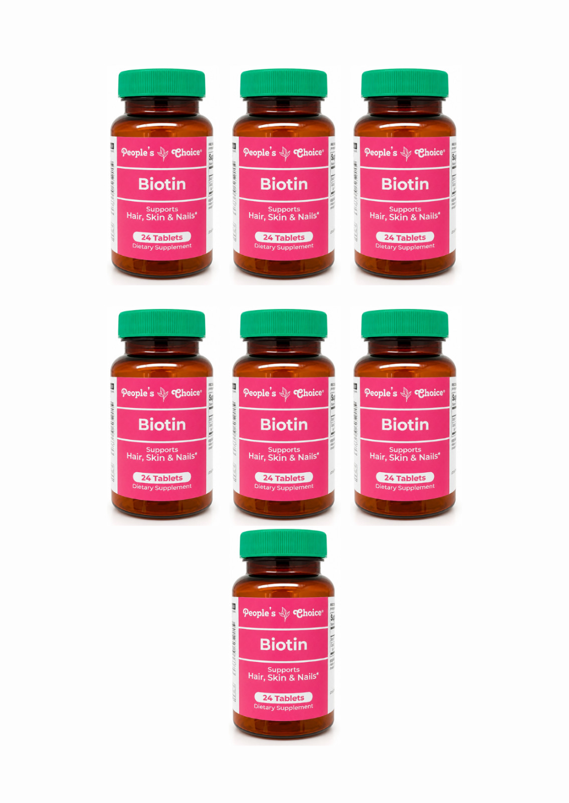 People’s Choice Biotin 24 Tablets 7 Pack Hair Skin & Nails Support