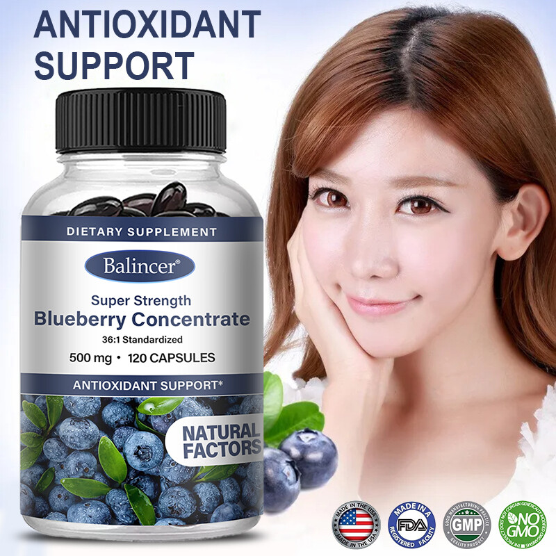 Blueberry Concentrate 500 Mg Capsules ANTIOXIDANT SUPPORT,PROMOTES EYE HEALTH
