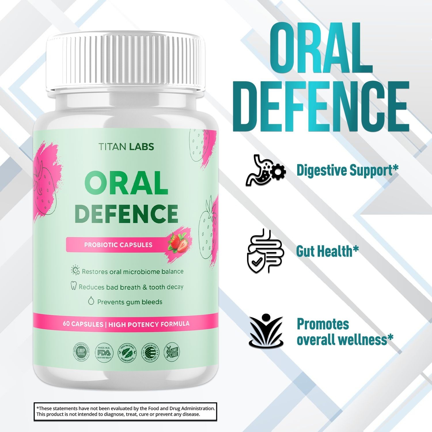 (2 Pack) Oral Defence Advanced Probiotic For Healthy Teeth & Gums 120 Capsules
