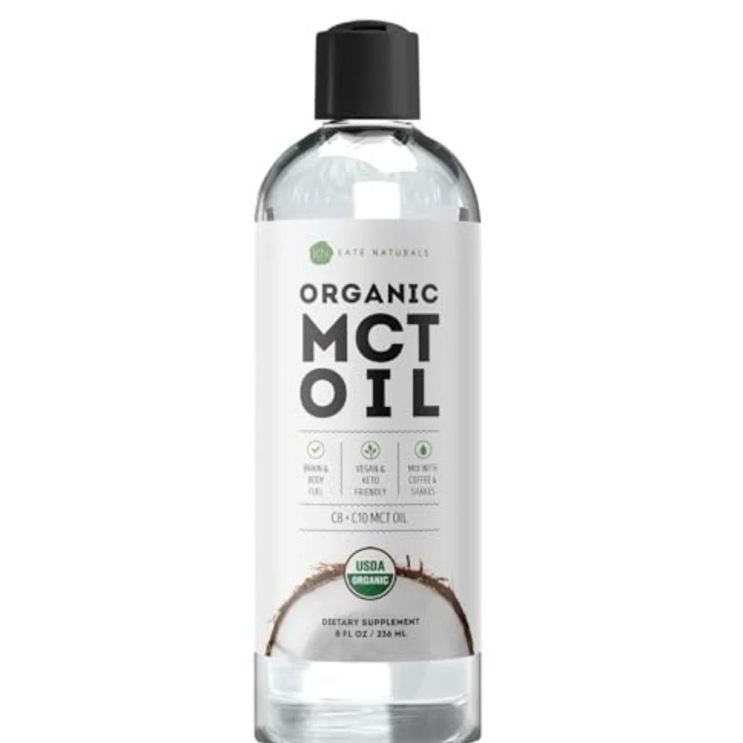 Kate Naturals Organic MCT Oil 8oz Pure Coconut C8 C10 Unflavored Coffee