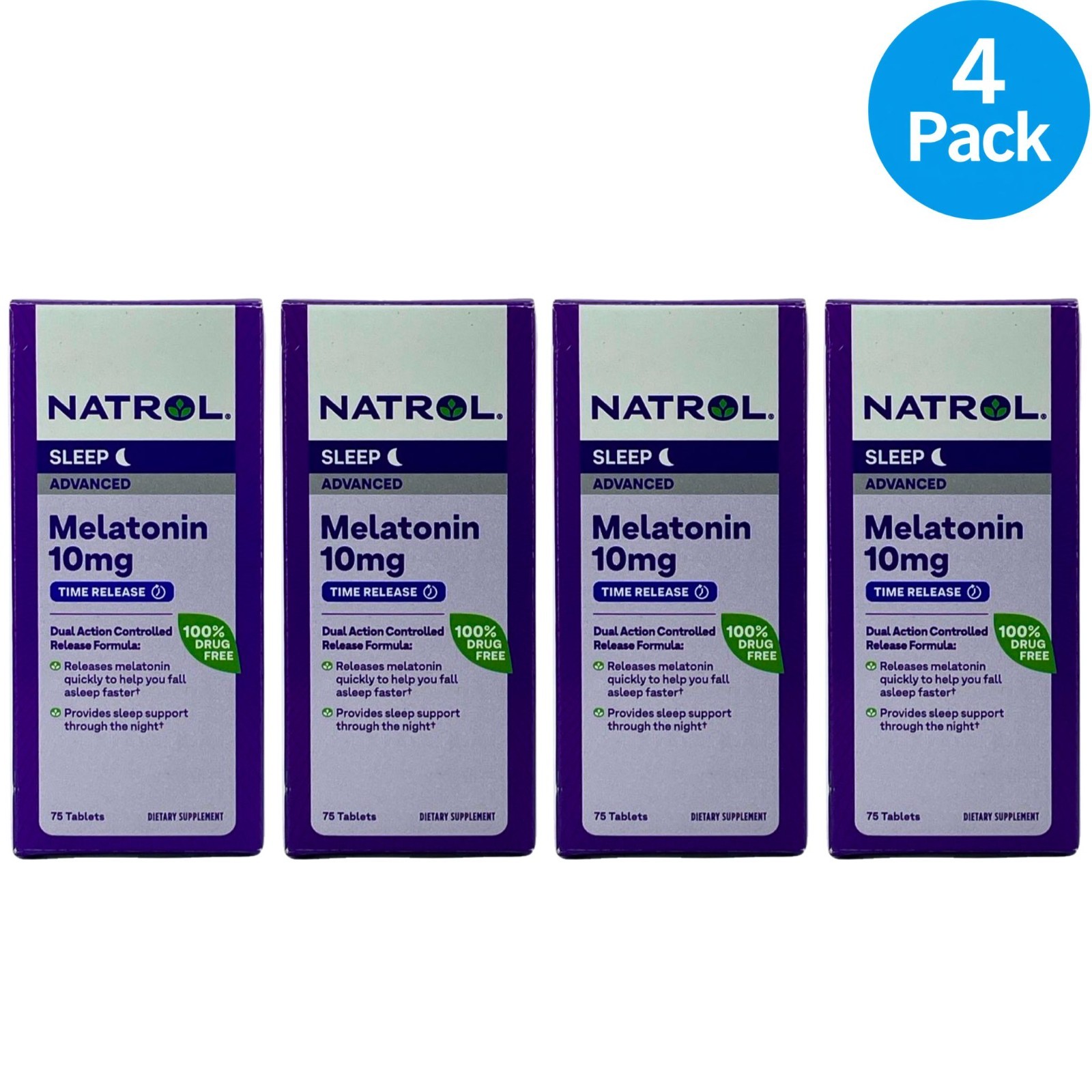 Natrol Melatonin 10mg Time Release 75 Tablets 4 Pack New