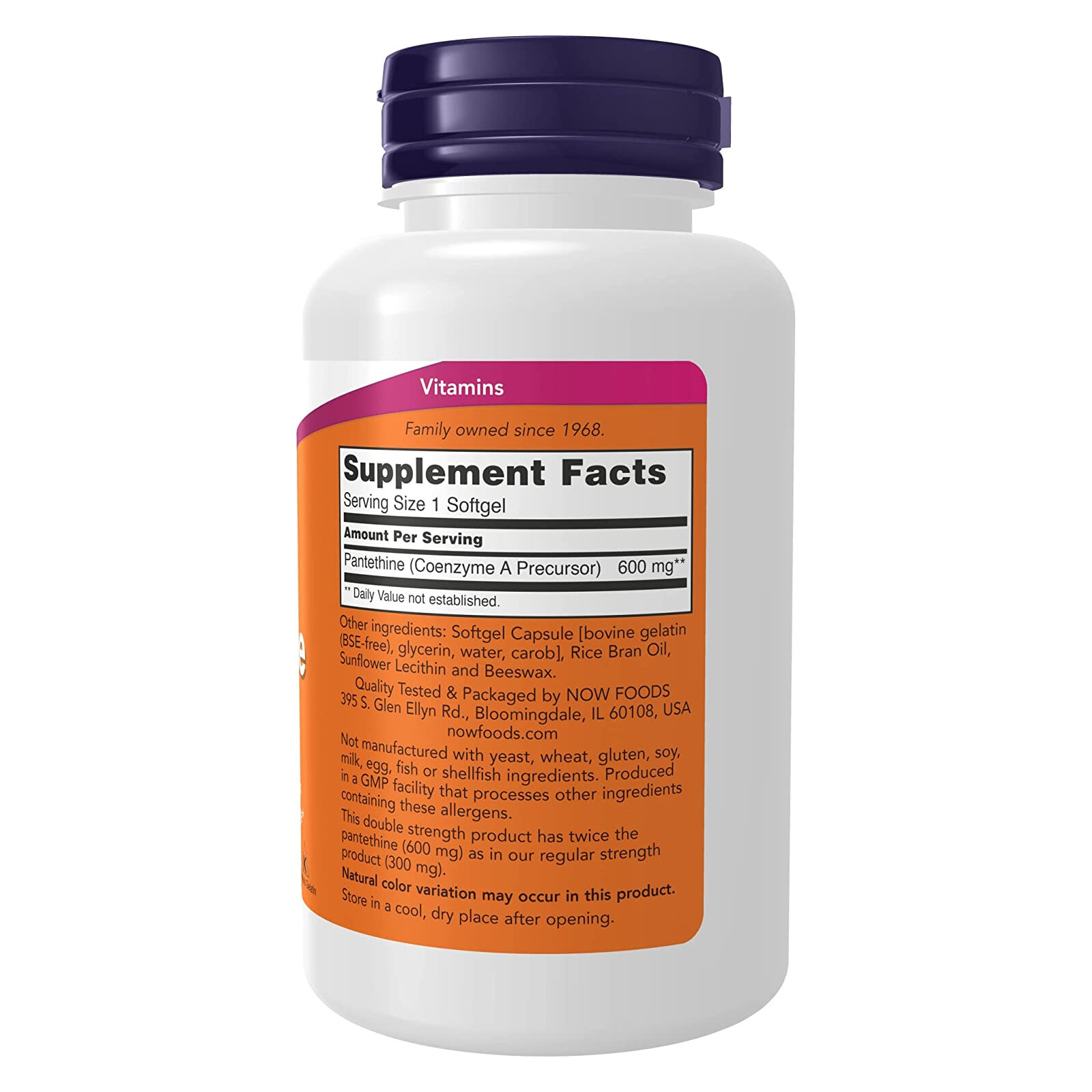 NOW FOODS Pantethine 600 mg 60 Softgels