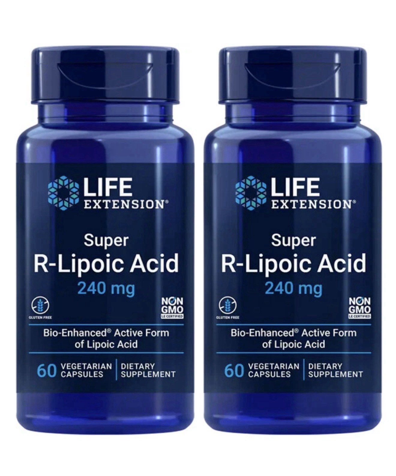 Super R-Lipoic Acid 240mg R-ALA Bio-Enh Act. Lipoic Acid 2X60Caps Life Extension