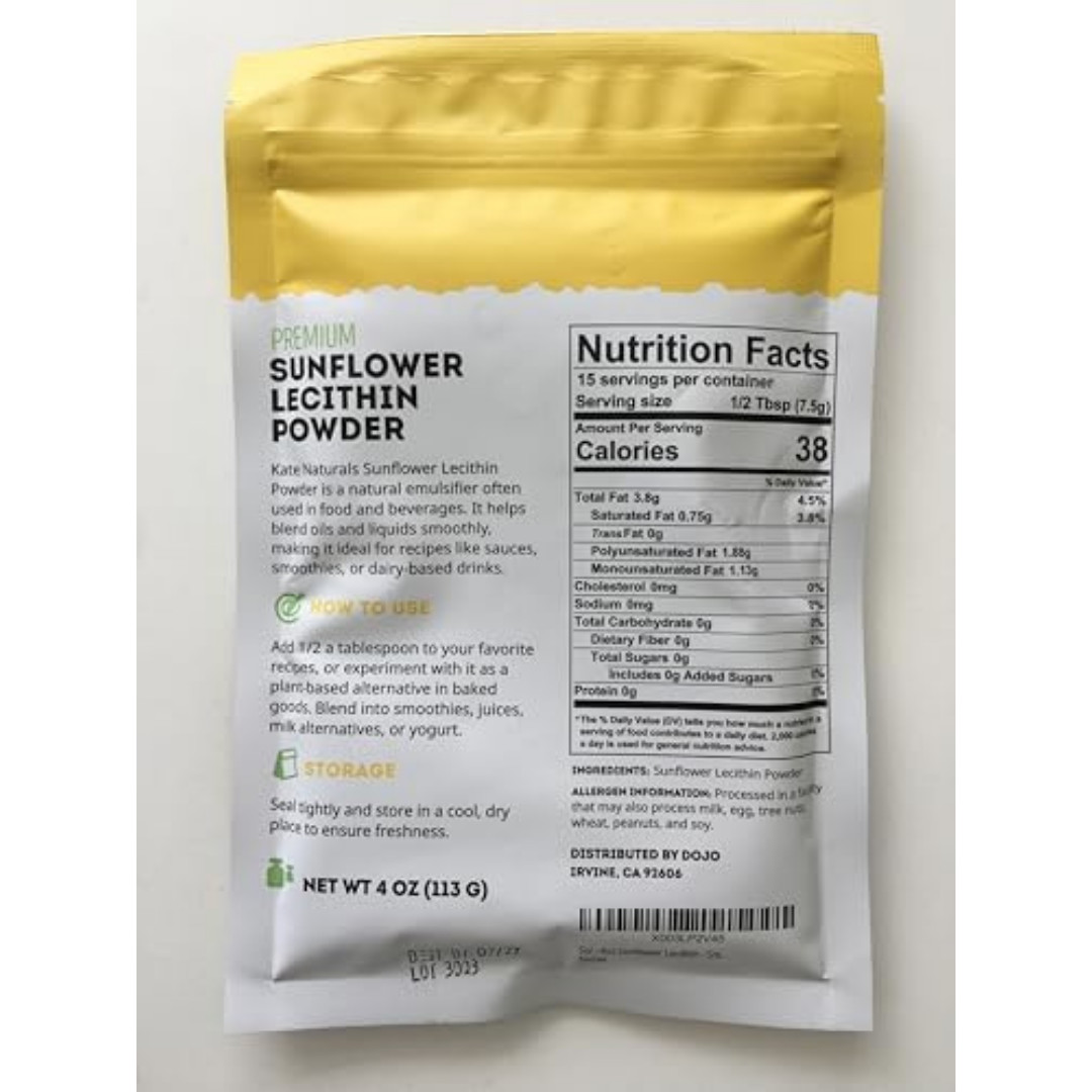 Kate Naturals Sunflower Lecithin Powder for Baking Bread Gummies Cooking 4oz …