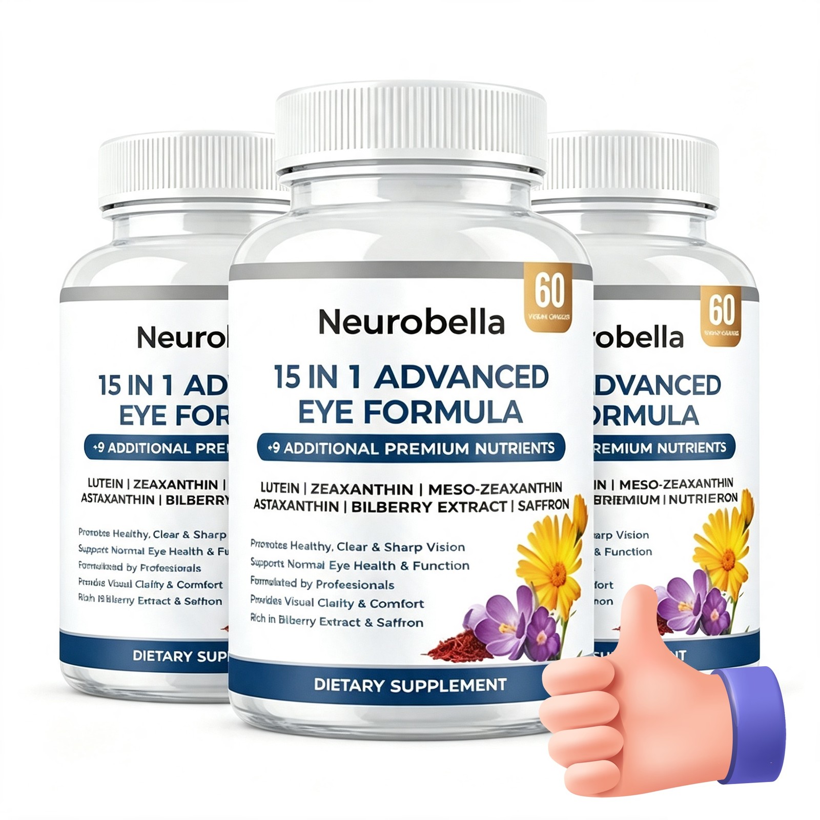 1-3Pack Neurobella 15 in 1 Advanced Eye Formula – 15 in 1 Eye Formula, New & US