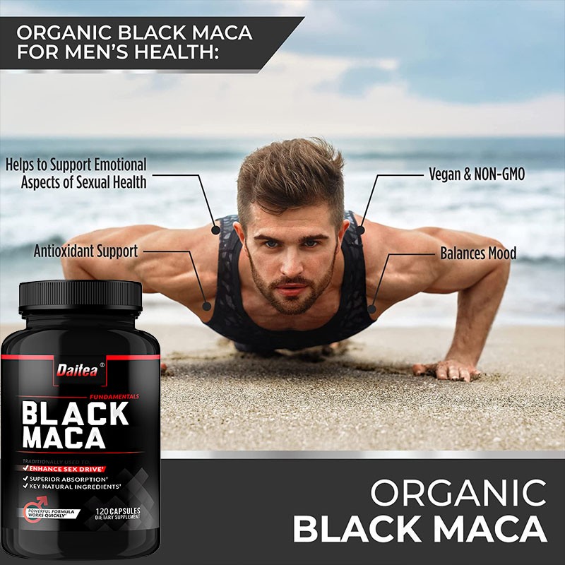 Black Maca Root 1000mg Lepidium meyenii Promotes Strength Energy 30-120 Capsules