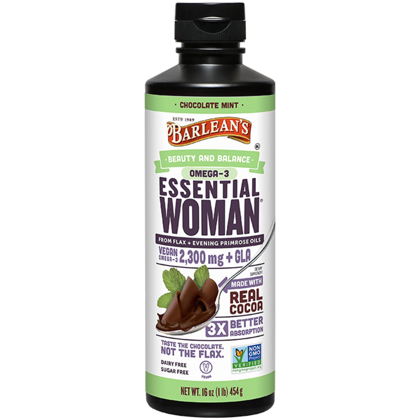 Women�s Omega 3 6 9 Liquid Supplement Chocolate Mint 16oz Hair Skin