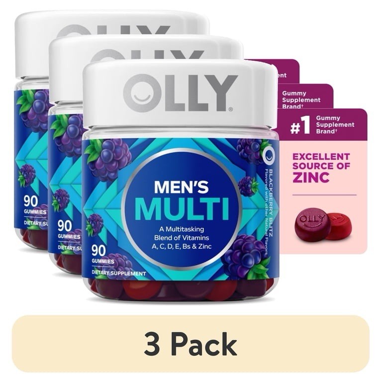 OLLY Men’s Multi Vitamin Gummies Immune Support Blackberry Blitz 90 Ct