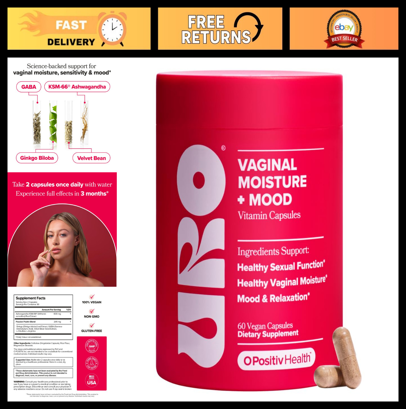 Vaginal Moisture & Mood Support with KSM-66 Ashwagandha – 30-Day Supply