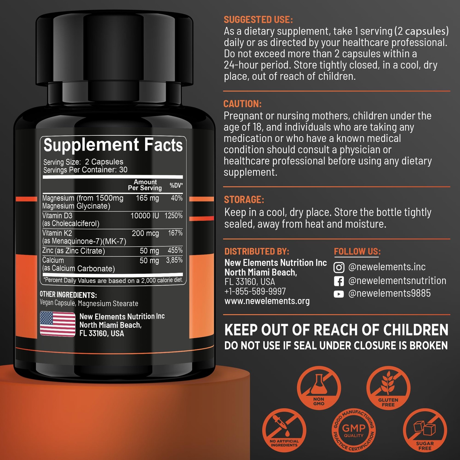 Magnesium Glycinate 1500mg with Vitamin D3 K2 + Zinc & Calcium | 10,000…