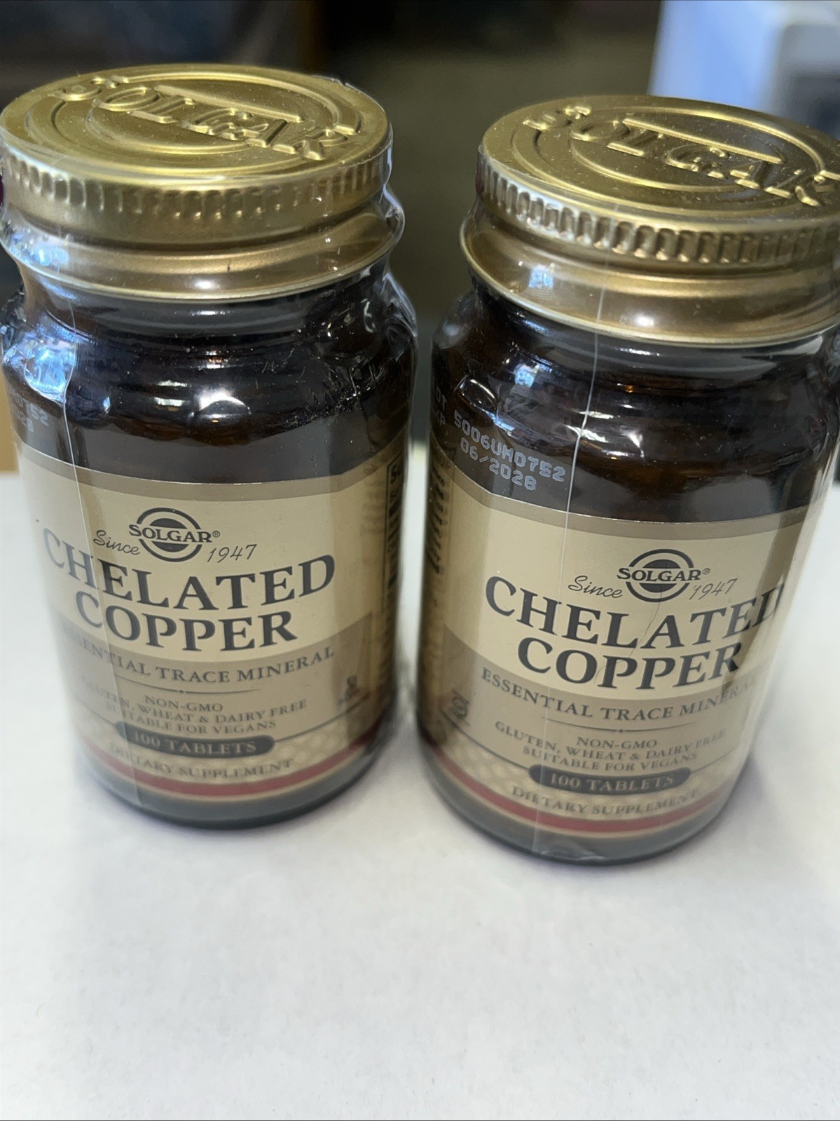 Solgar Chelated Copper 2 Bottles 100 Tablets Each Sealed