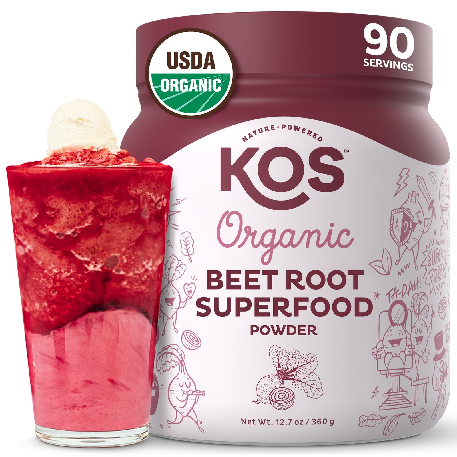 Organic Beet Root Powder – Nitric Oxide Booster, Superfood, 90 Servings