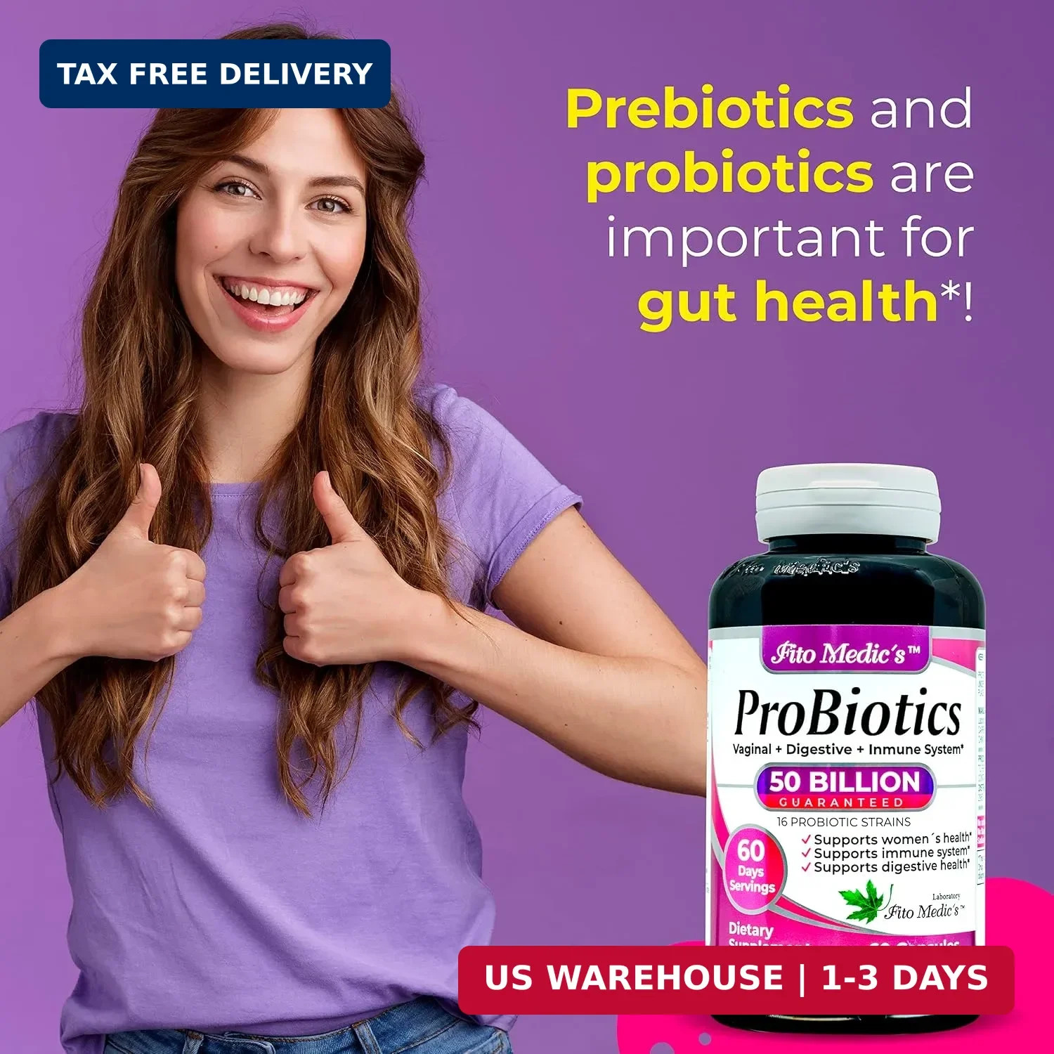 FITO MEDIC’S Lab Probiotic Supplement, 50 Billion CFU, 16 Strain Blend, 60 Day S
