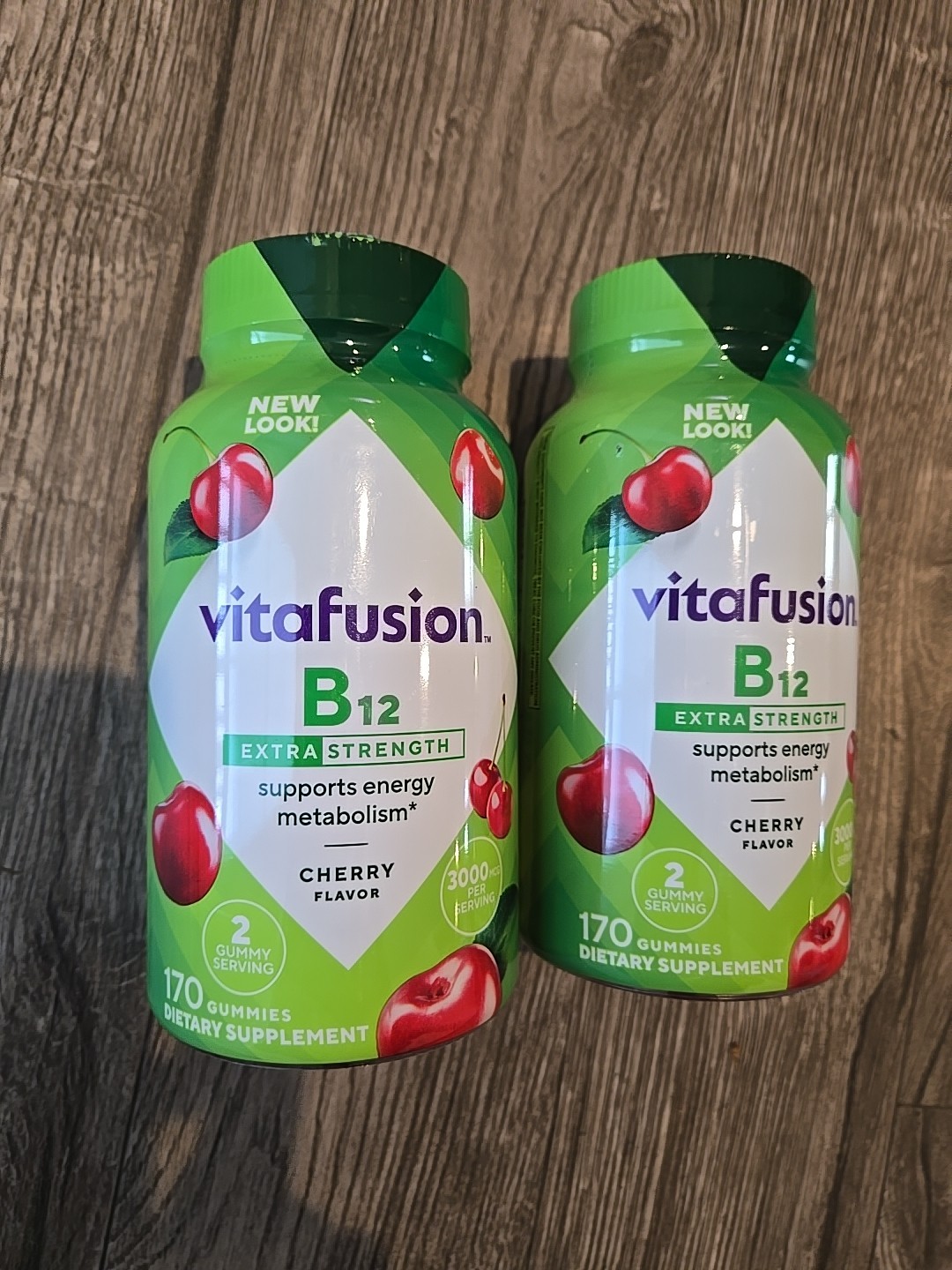 Vitafusion Extra Strength B12 Gummy Vitamins Cherry- 170 Ct – LOT OF 2
