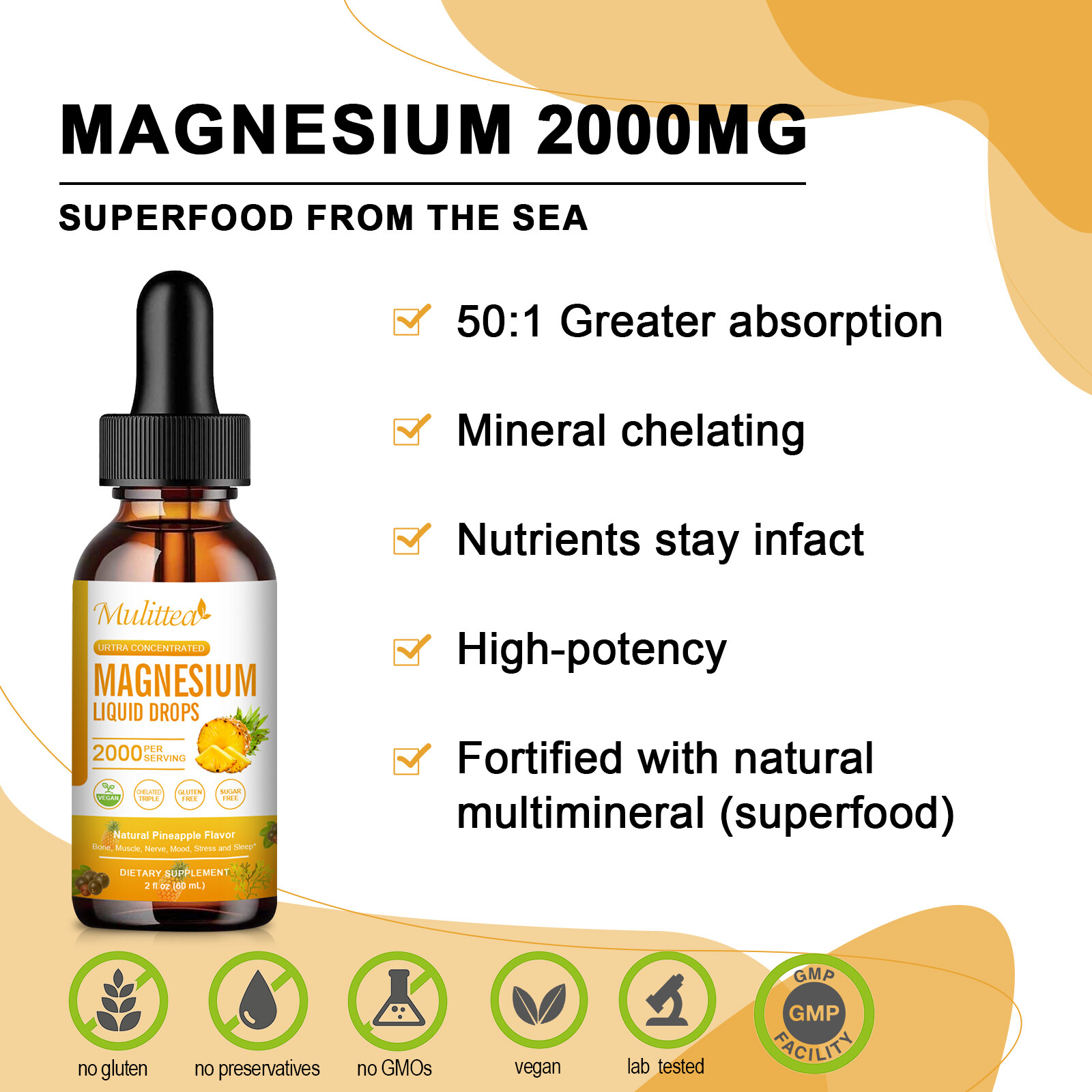 2 Packs Magnesium Liquid Drops, Magnesium Glycinate,Improve Sleep,Anxiety Relief