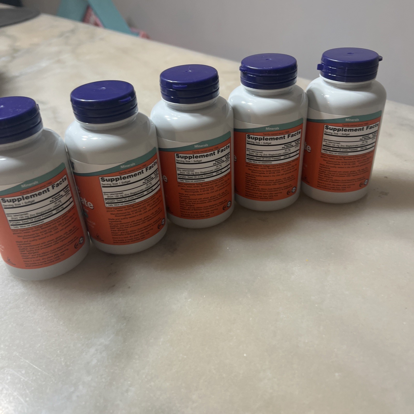 Zinc Glycinate, (5) PACK, 120 Softgels (600) total), Prostate Health