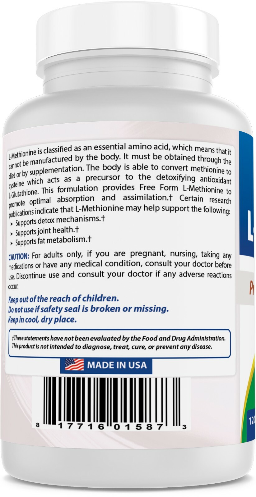 Best Naturals L-Methionine 500 mg 120 Veggie Capsules