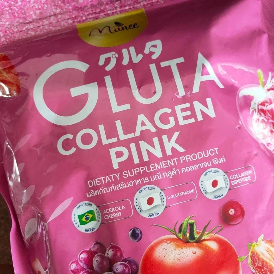 Manee Gluta Collagen Pink Anti-Aging Skin Brightening Glow Whitening 30 Sachet