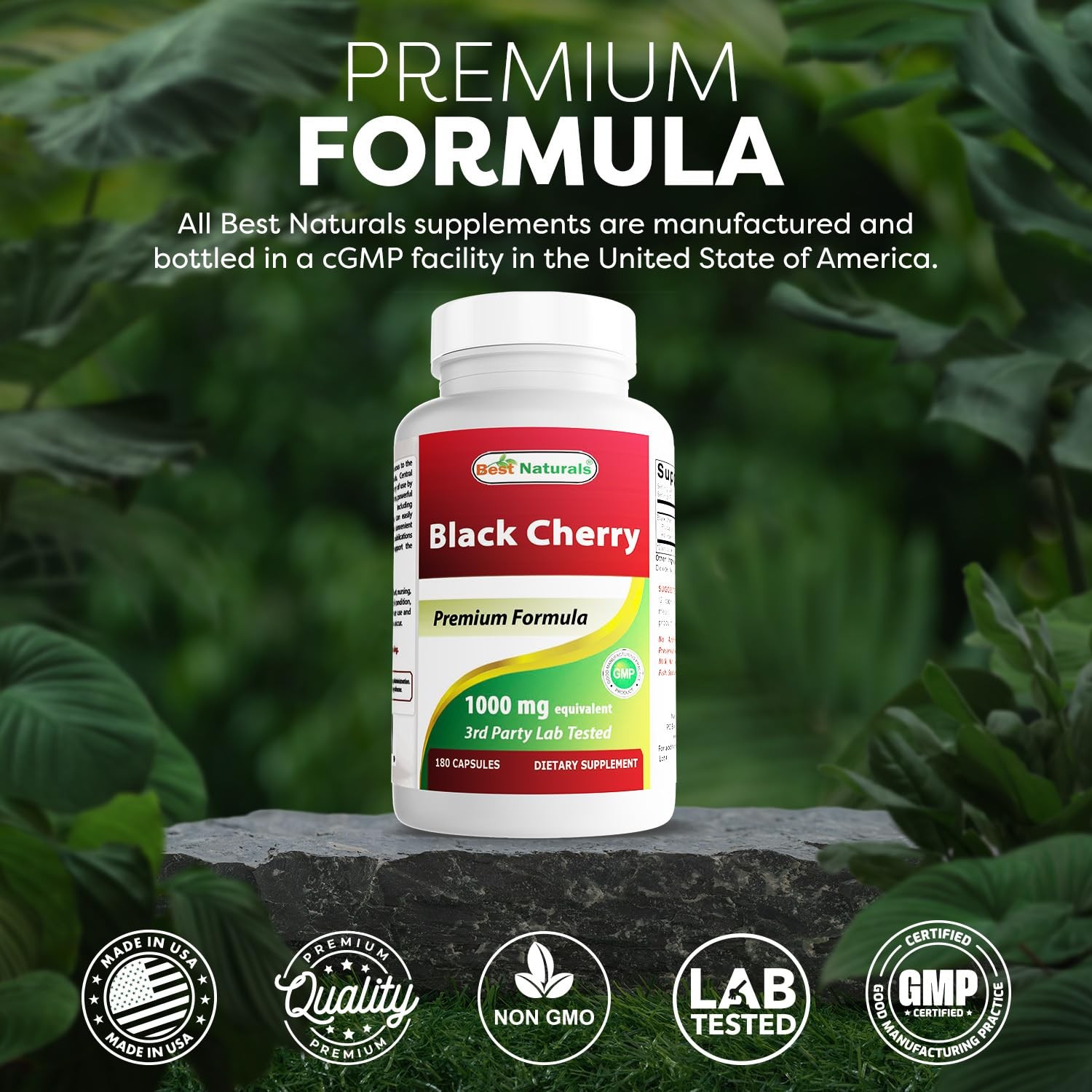 Best Naturals Black Cherry 1000 Mg Capsule, 180 Count (Pack of 1), No Color