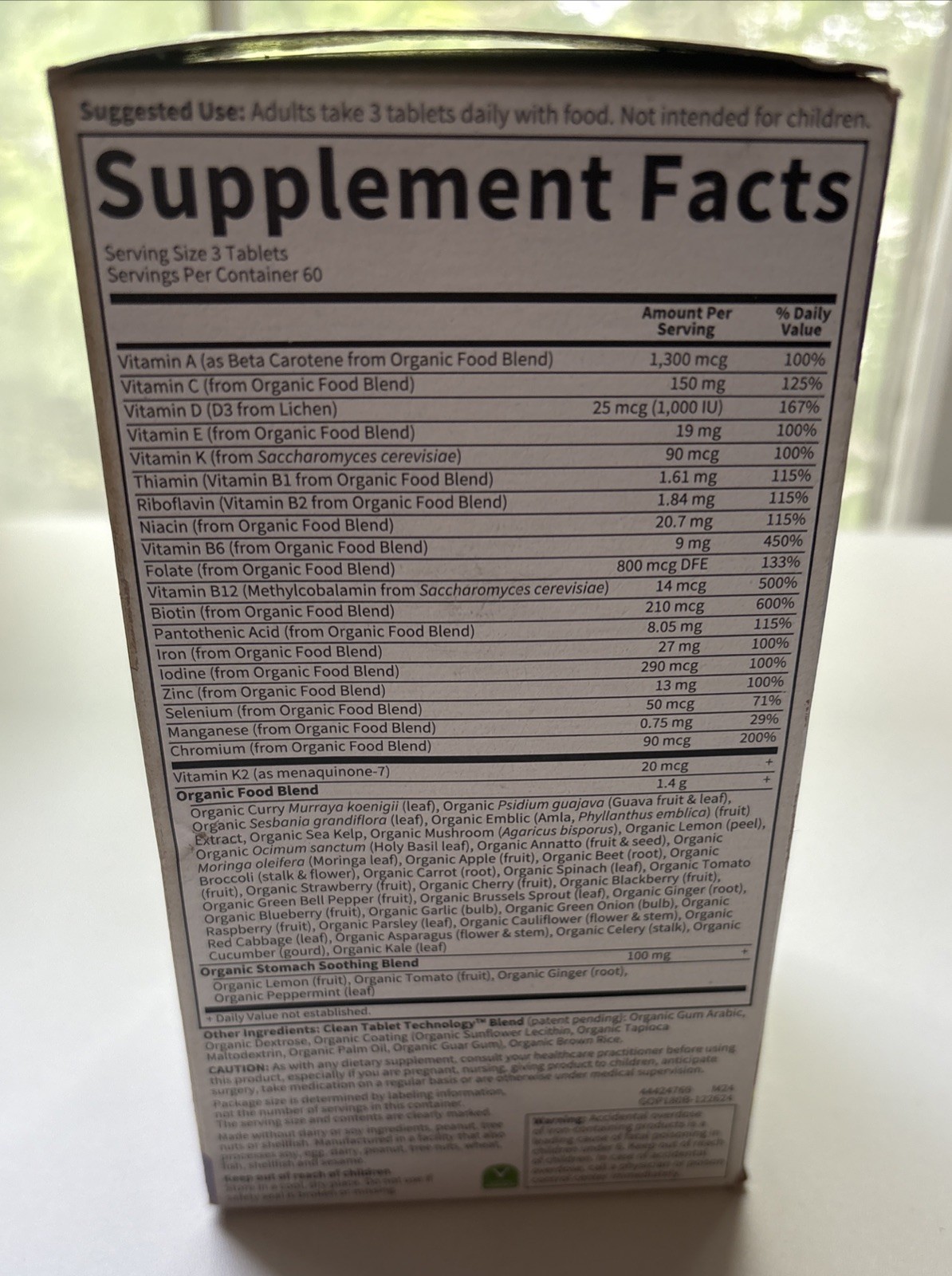 Garden of Life Organics Prenatal Multivitamin 180 Vegan Tablets; Exp. 02/28