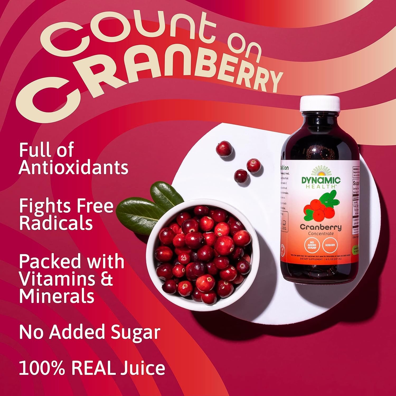 Dynamic Health Cranberry Concentrate 8 fl. oz / 237 mL Each (Pack of 4)