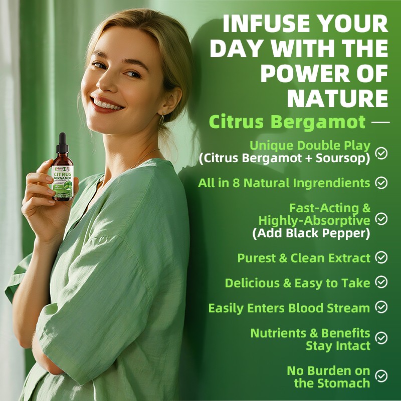 Organic Citrus Bergamot Bergamia Extract 1000 mg Liquid Drops 60ml×2 w/ Soursop
