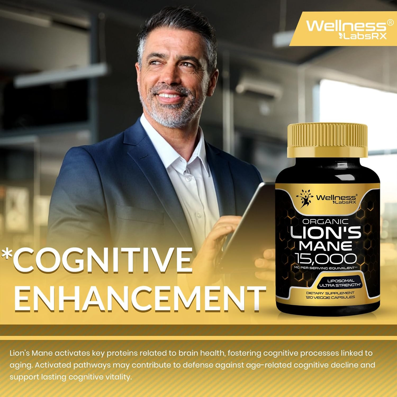 Lions Mane Supplement Capsules – 120 Count – Mushroom Supplement, Brain Suppleme