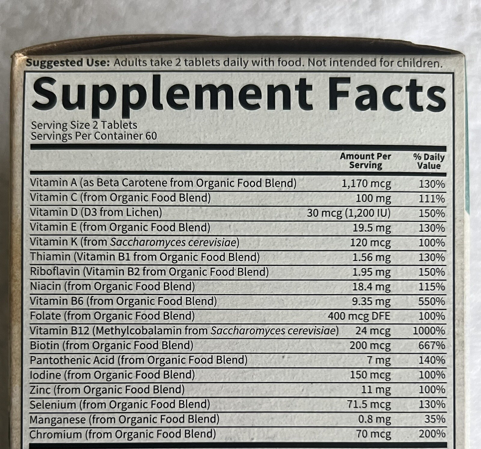 Garden of Life ORGANICS MEN’S MULTI 40+ WHOLE FOOD MULTIVITAMIN (120 Tablets)