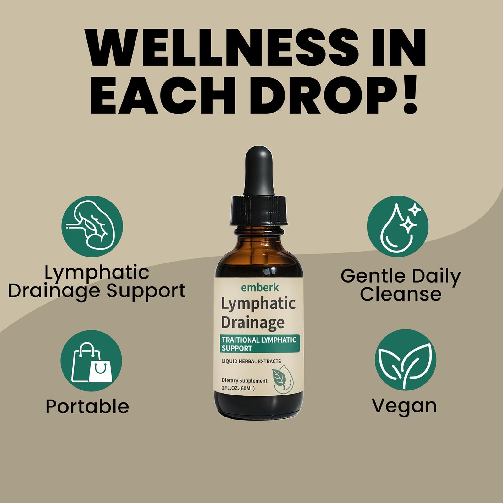Lymphatic Drainage Drops 60ml Lymphatic Drainage Supplement to Healthy