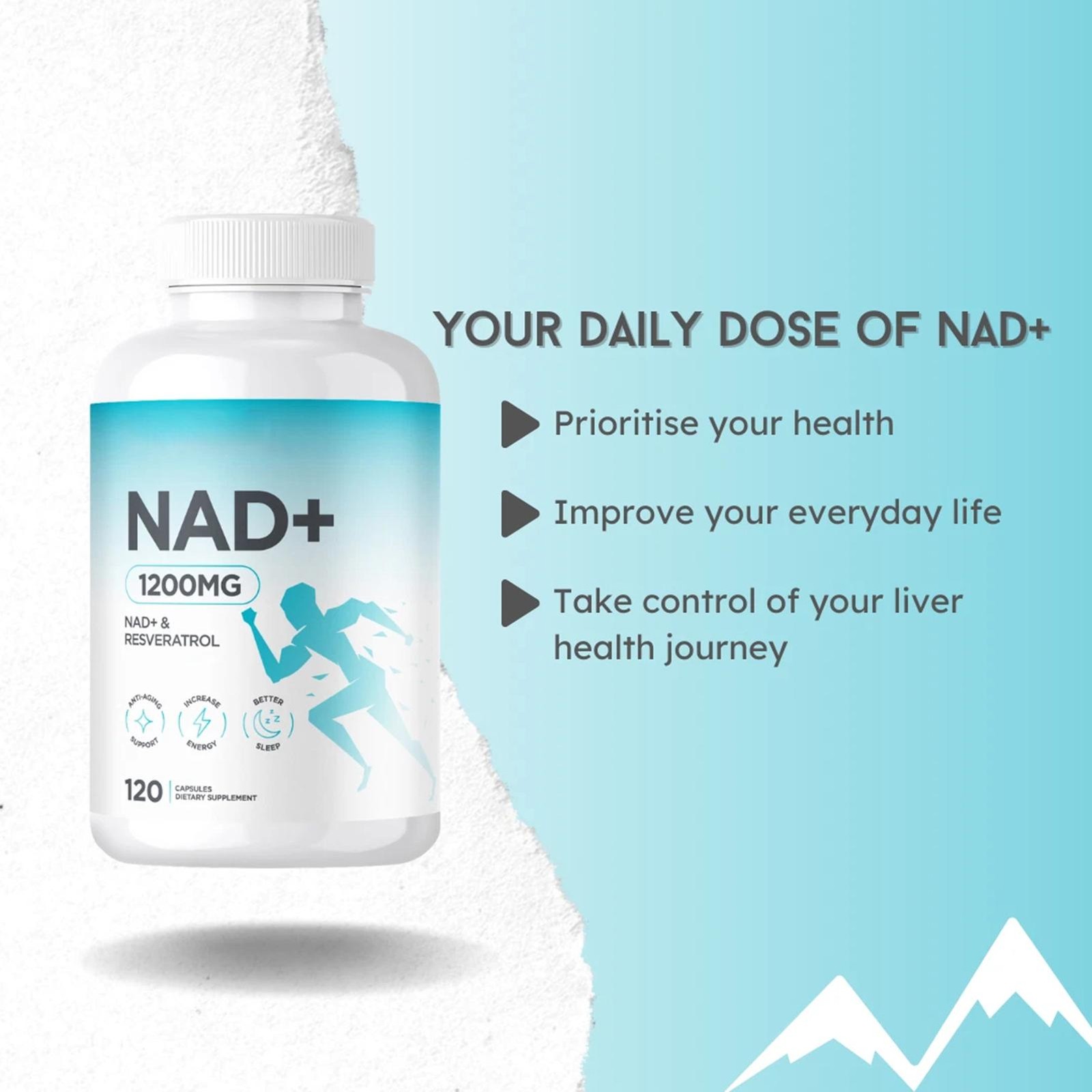 Max Strenght NAD+ Supplement ,1200MG ,120 Capsules ,Increase NMN Levels