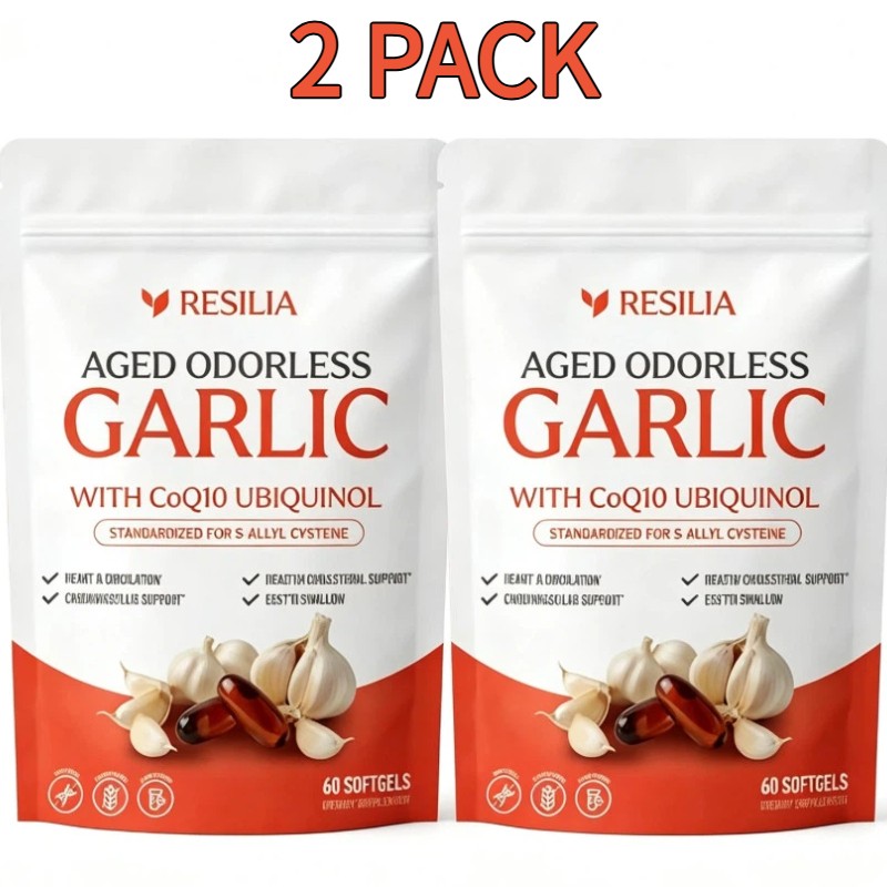 2 X Resilia Garlic Extract 600mg Softgels (60 Count) – Odorless Aged Garlic Ext
