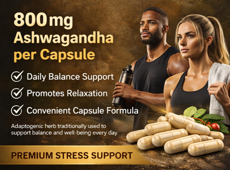 Potent Ashwagandha Root Supplement 800mg – 100 Capsules