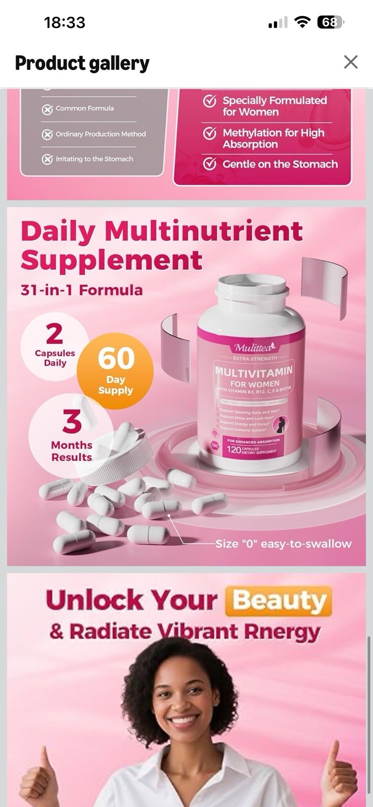Mulittea Multivitamin for Women – 18+ Daily Women Multivitamin w/Biotin 10000…