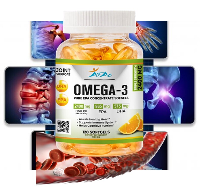 BEST TRIPLE STRENGTH Omega 3 Fish Oil Pills 3 MONTH SUPPLY 2400mg HIGH POTENCY 3