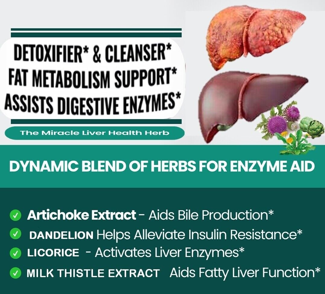 Liver Cleanse Detox Milk Thistle Extracts Silymarin, Artichoke, Dandelion, Vit B
